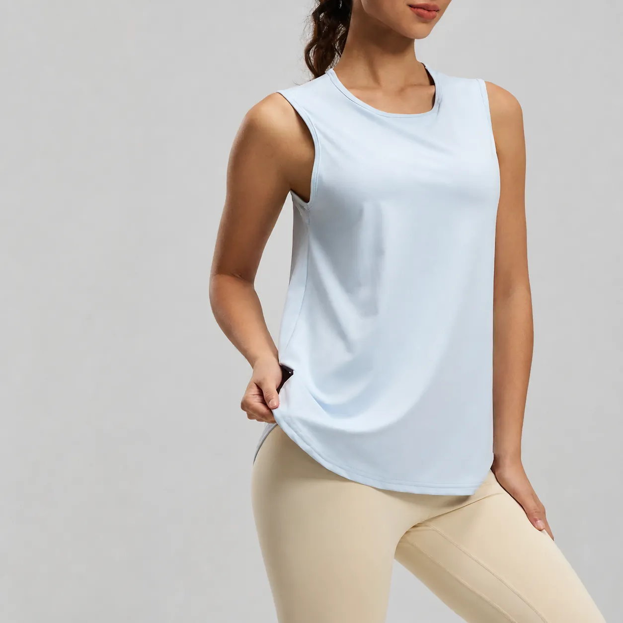 Canotta Yoga Larga da Donna Giuntura in Mesh Traspirante Senza Maniche Gilet Fitness per Palestra Corsa Sport Top