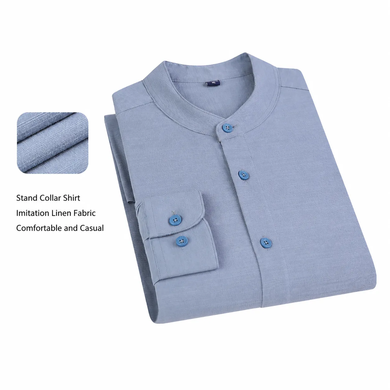Heren Casual Katoen Viscose Effen Kleur Lange Mouw Overhemd Minimalistisch Opstaande Kraag Losse Japanse Stijl Top