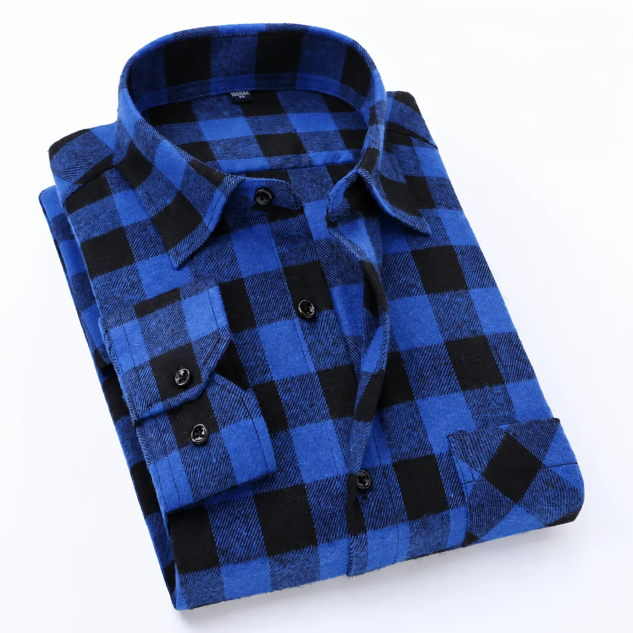 Men Casual Plaid Flannel Shirt Long Sleeve Brushed Buffalo Check Button Down Top For Autumn Spring Men Outwear