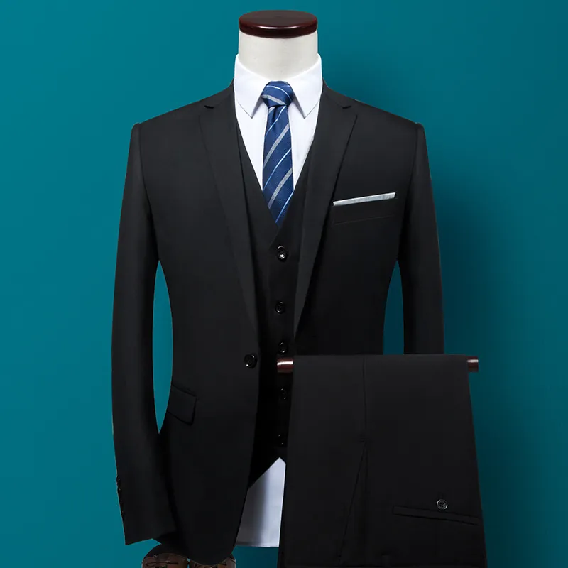 Men Slim Fit Business Suit Set Formal Office Professional Wear Blazer And Pants Wedding Groom Groomsmen Tuxedo Solid Color Top And Bottom