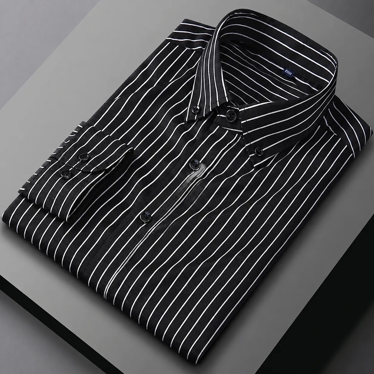 Chemise à Rayures Homme Business Décontracté Manches Longues Sans Repassage Stretch Coupe Cintrée Chemise Top pour Printemps Automne