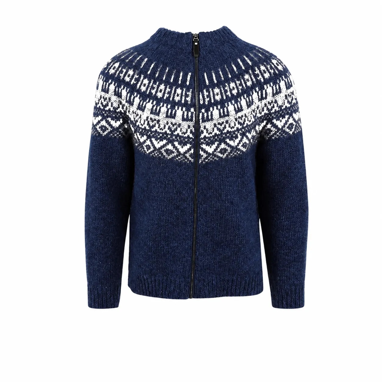 Men Casual Zipper Sweater Nordic Jacquard Knitwear Slim Fit Fashion Long Sleeve Cardigan Knit Sweater For Men
