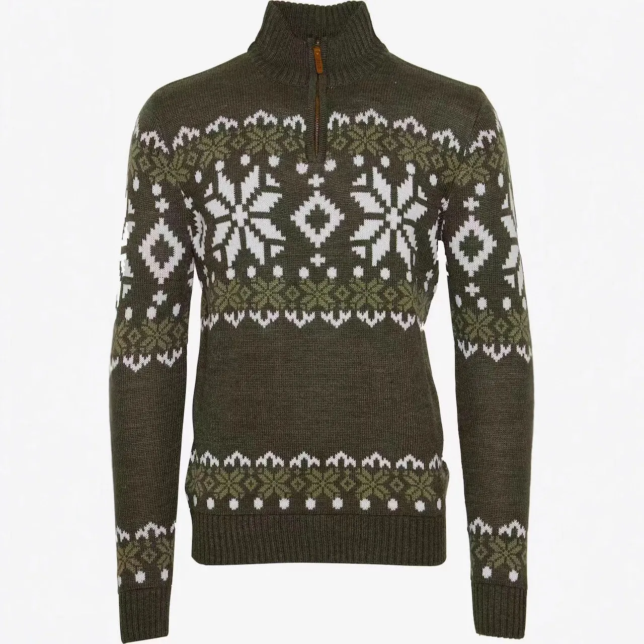 Maglione in Maglia da Uomo Vintage Con Mezza Zip Nordic Snowflake Jacquard Slim Fit Casual Pullover Invernale Caldo Top