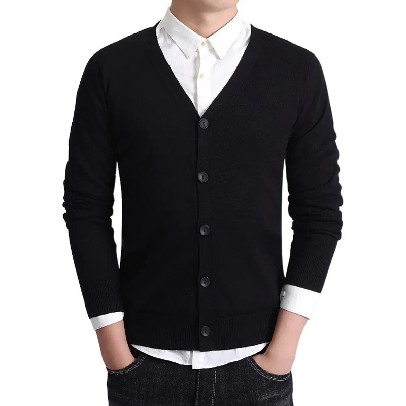 Men Casual 100% Cotton V Neck Knitted Cardigan Sweater Button Down Long Sleeve Ribbed Cuff Soft Spring Autumn Knit Top For Men