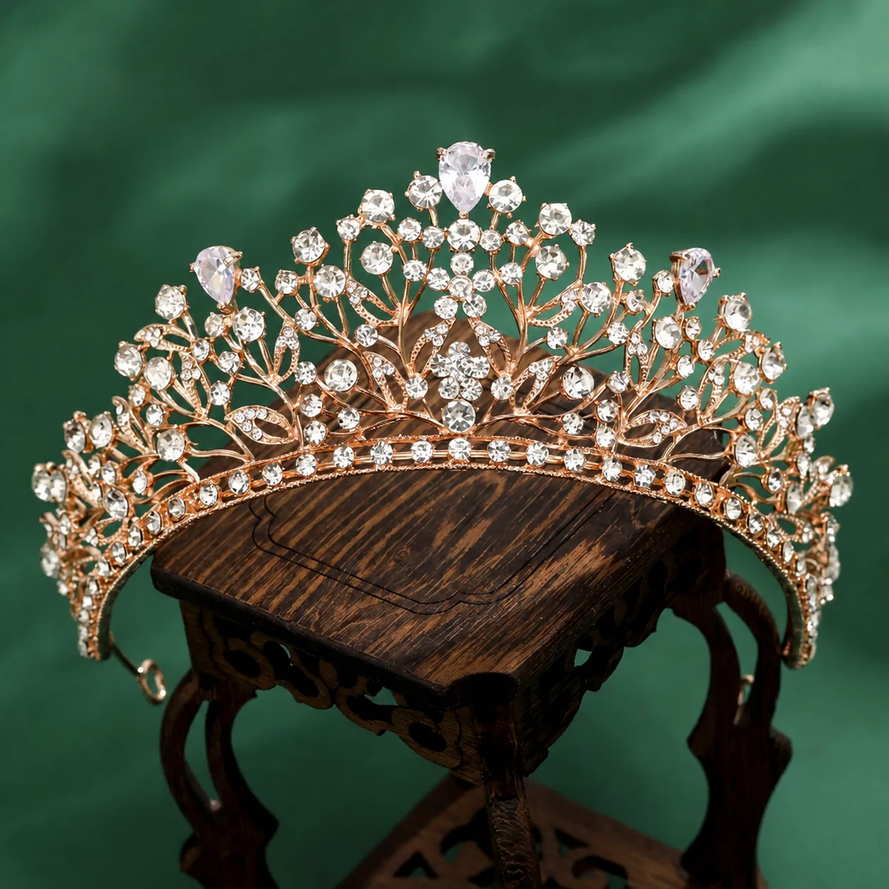 Luxury Alloy Rhinestone Crystal Flower Bridal Crown Tiara For Bride Wedding Dress Hair Accessories Princess Hairpiece