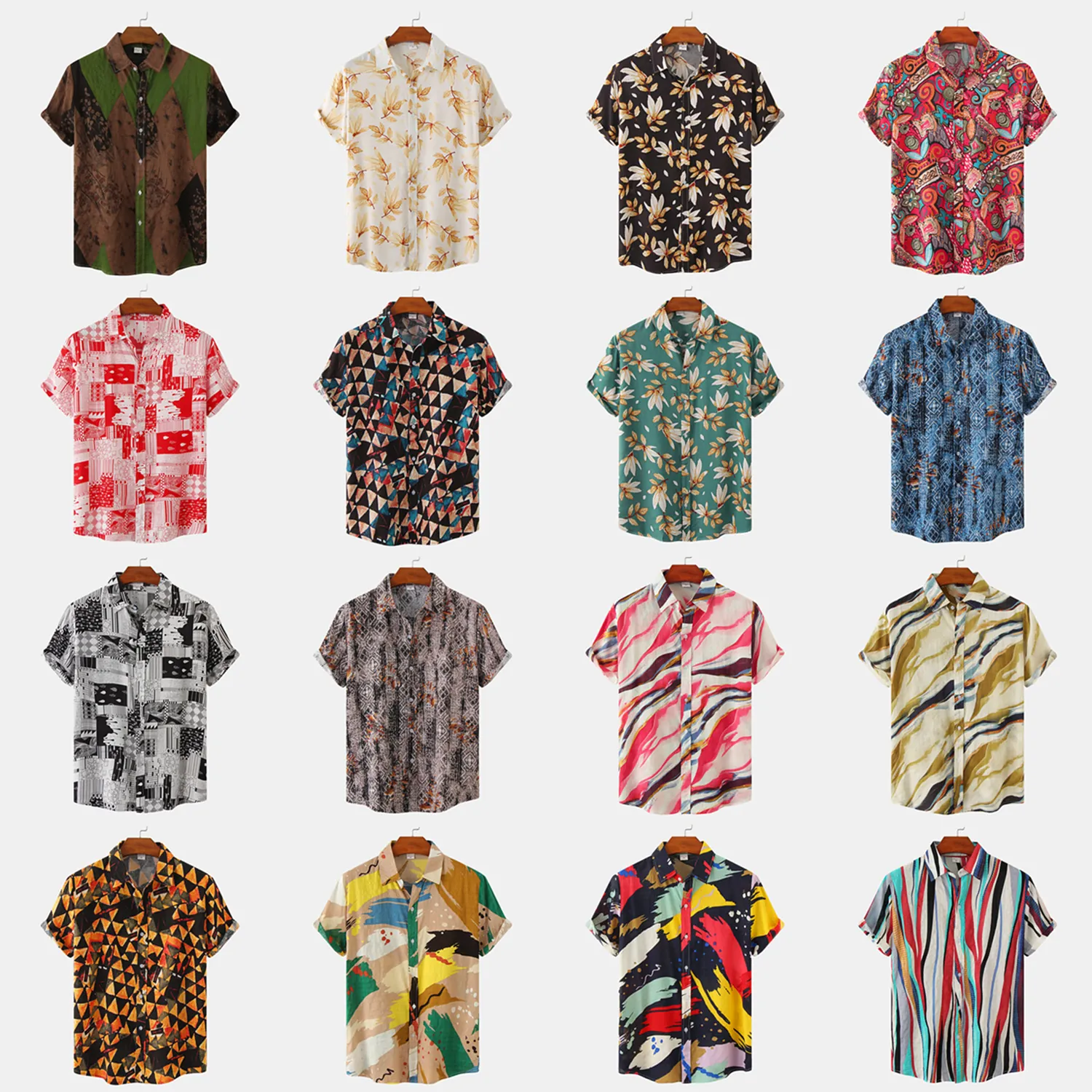 Herren Casual Blumenmuster Kurzarm Strandhemd Baumwolle Europäische Übergröße Hawaiihemd Tropisches Muster Top