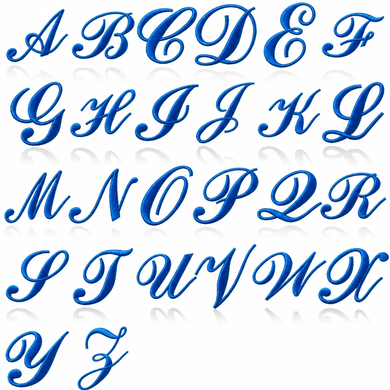 Toppe in Poliestere con Lettere dell'Alfabeto Ricamate Blu Reale Carattere Artistico Applique Ricamata per Decorazione Fai-da-te di Vestiti Borse Cappelli