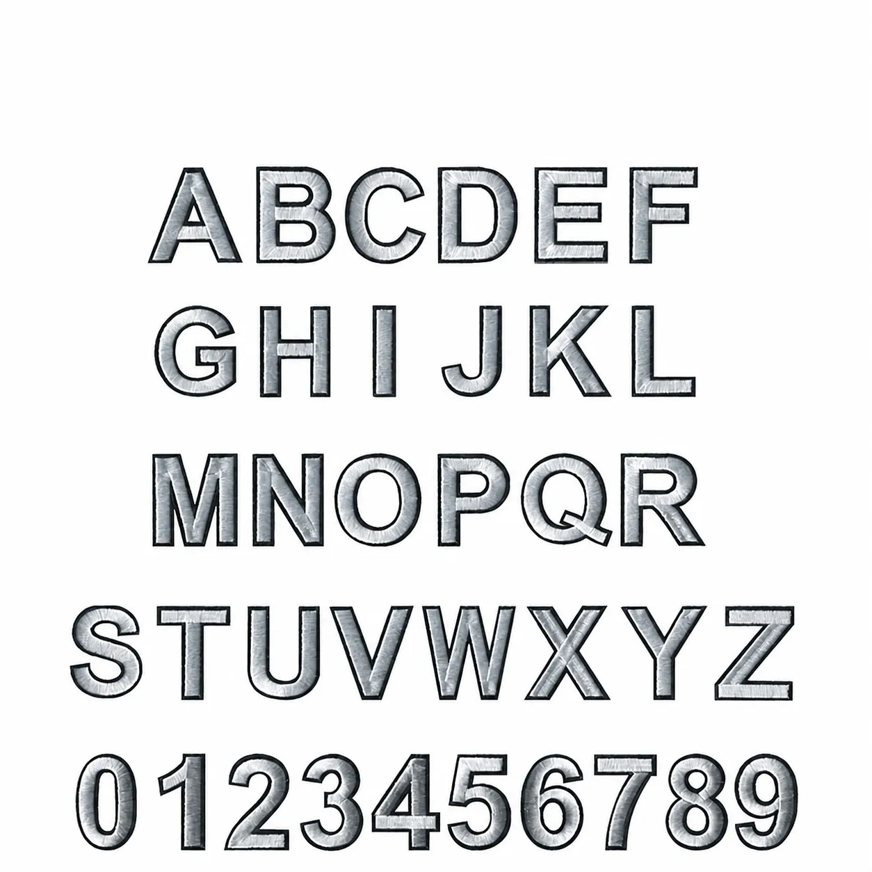 Embroidered Alphabet Number Patches Iron On Applique DIY Sewing Alphabet Patch For Clothes Backpack Hat Minimalist Silver Black Decor