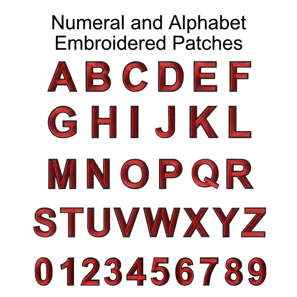 Écussons Brodés Alphabet Numéro Rouge Noir Applique Thermocollante Pour Vêtements Sac Chapeau Réparation DIY