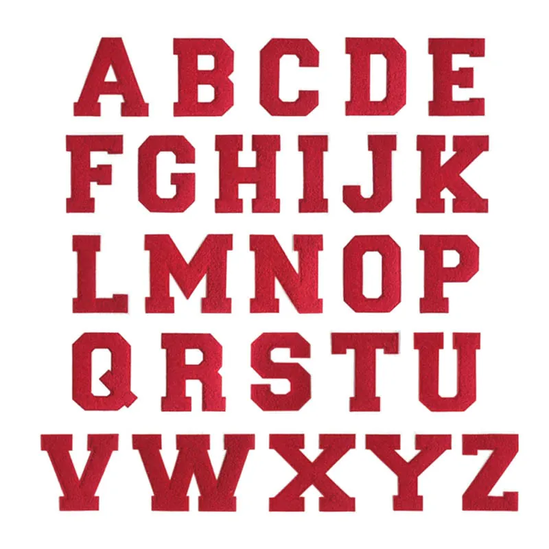 Chenille Embroidery Letter Patches Red White Alphabet Embroidered Applique Iron On Sew On Patches For Clothing Bag DIY Decoration