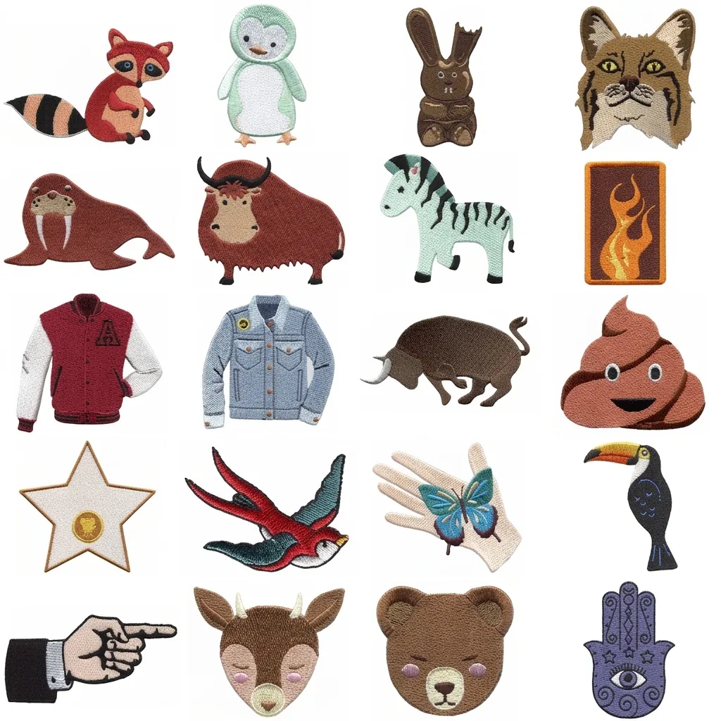 Computerized Embroidery Animal Patches With Adhesive Backing For Clothing Decoration DIY Sew On Embroidered Badges For Jackets