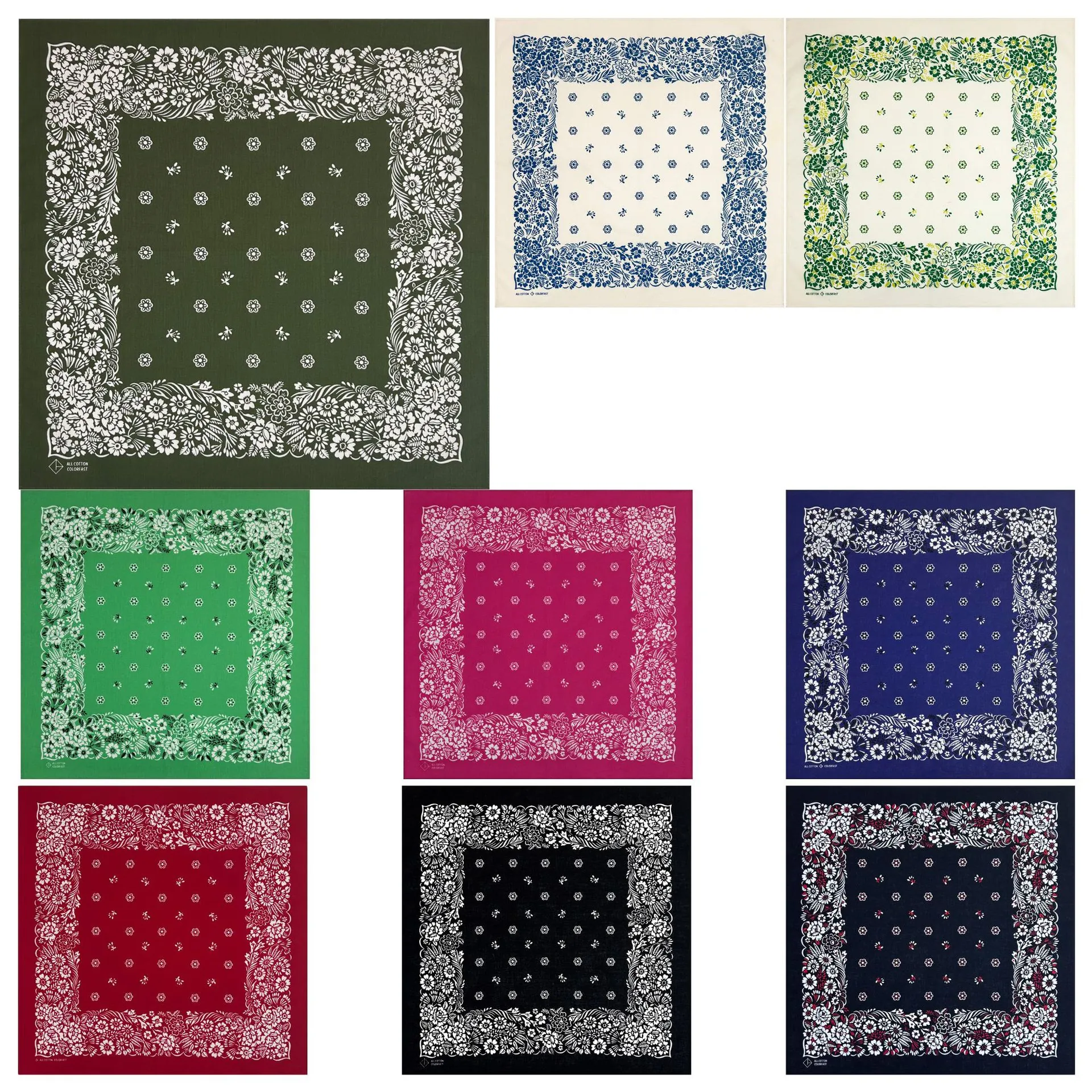 Cotton Paisley Floral Square Bandana Hip Hop Street Dance Headband Unisex Sun Protection Face Mask Scarf For Daily Outdoor
