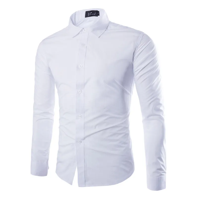 Chemise Ajustée à Manches Longues pour Hommes Couleur Unie Business Décontracté Fibre d'Acétate Coton Haut