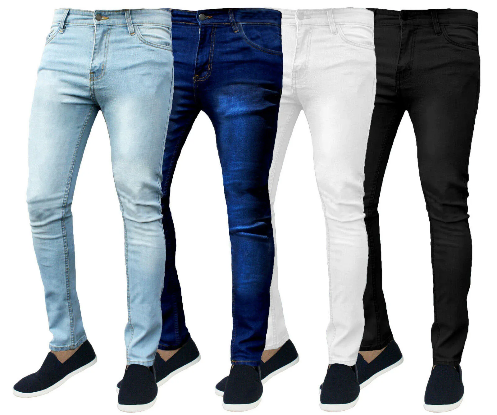 Men Slim Fit Straight Leg Stretch Denim Jeans Classic Western Style Washed Casual Mid Waist Cotton Pants For Men Daily Wear