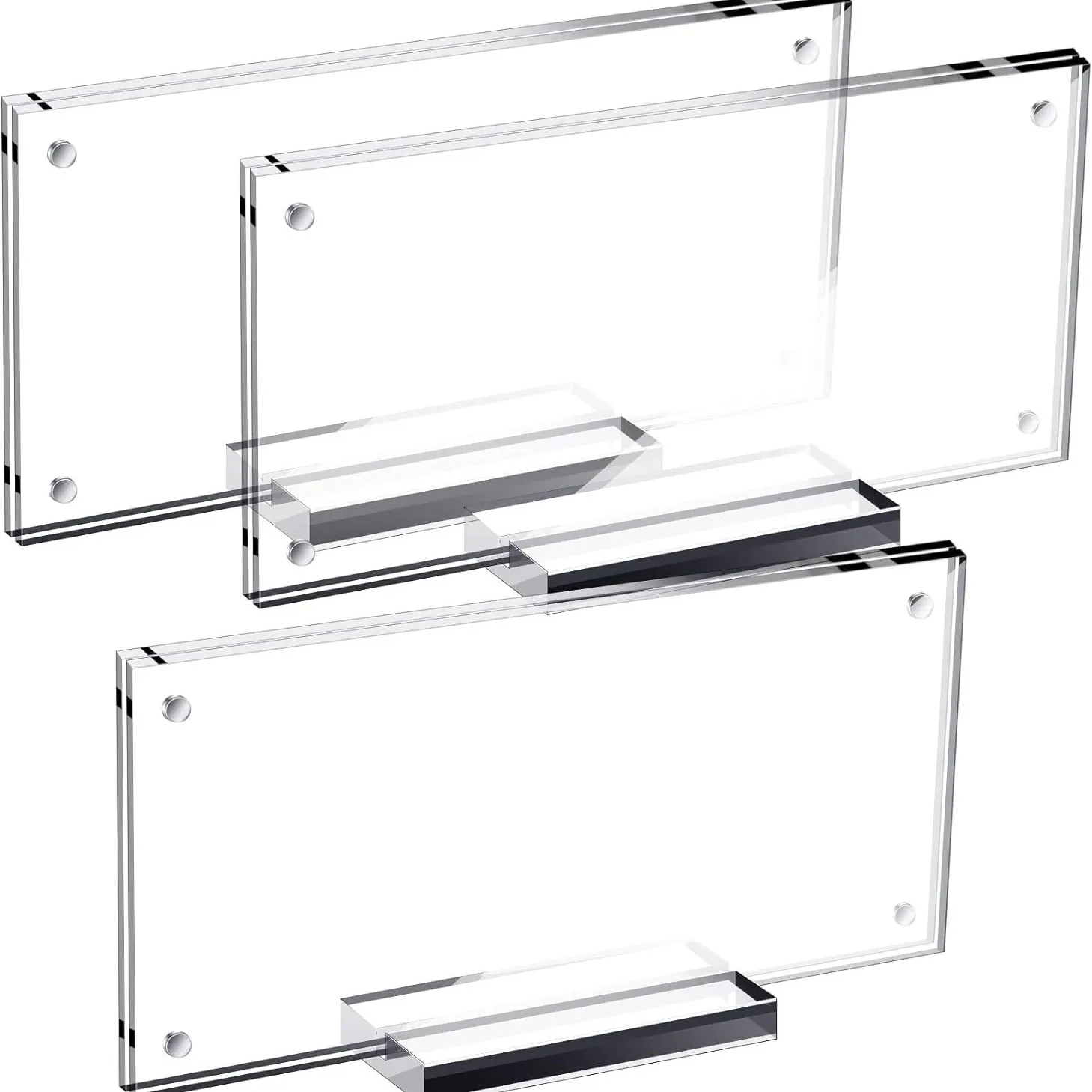 Clear Acrylic Banknote Display Frame With Standing Base Magnetic Money Collection Holder Organic Glass Bill Display Stand For Home Office