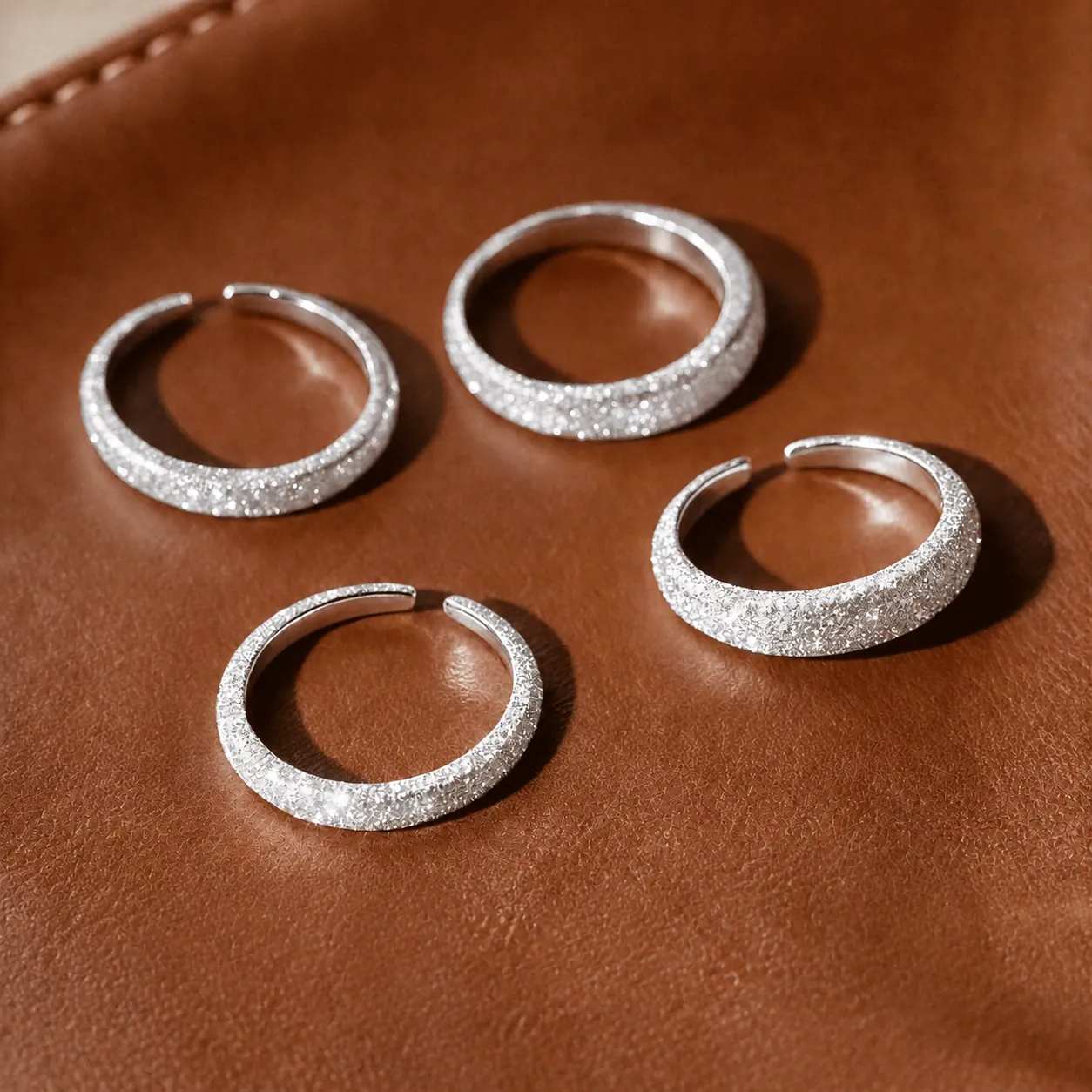 Minimalistischer 925 Sterlingsilber Mattierter Ring Für Damen Herren Verstellbares Offenes Band Sternenstruktur Einfacher Fingerring Schmuck