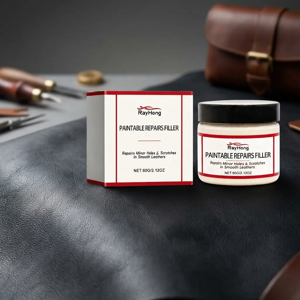 Crème de Remplissage de Réparation du Cuir Rayhong Peignable Pour Sièges de Voiture Canapés Chaussures Rayures et Trous Pâte de Restauration du Cuir Lisse