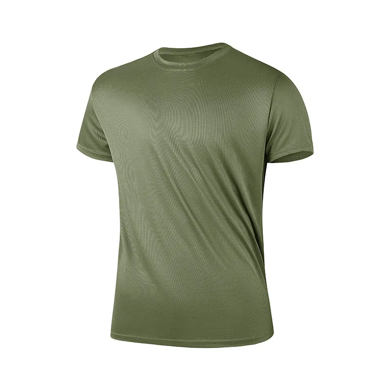 Maglietta in Mesh ad Asciugatura Rapida da Uomo Tinta Unita Manica Corta Top Sportivo Casual Largo Girocollo in Poliestere