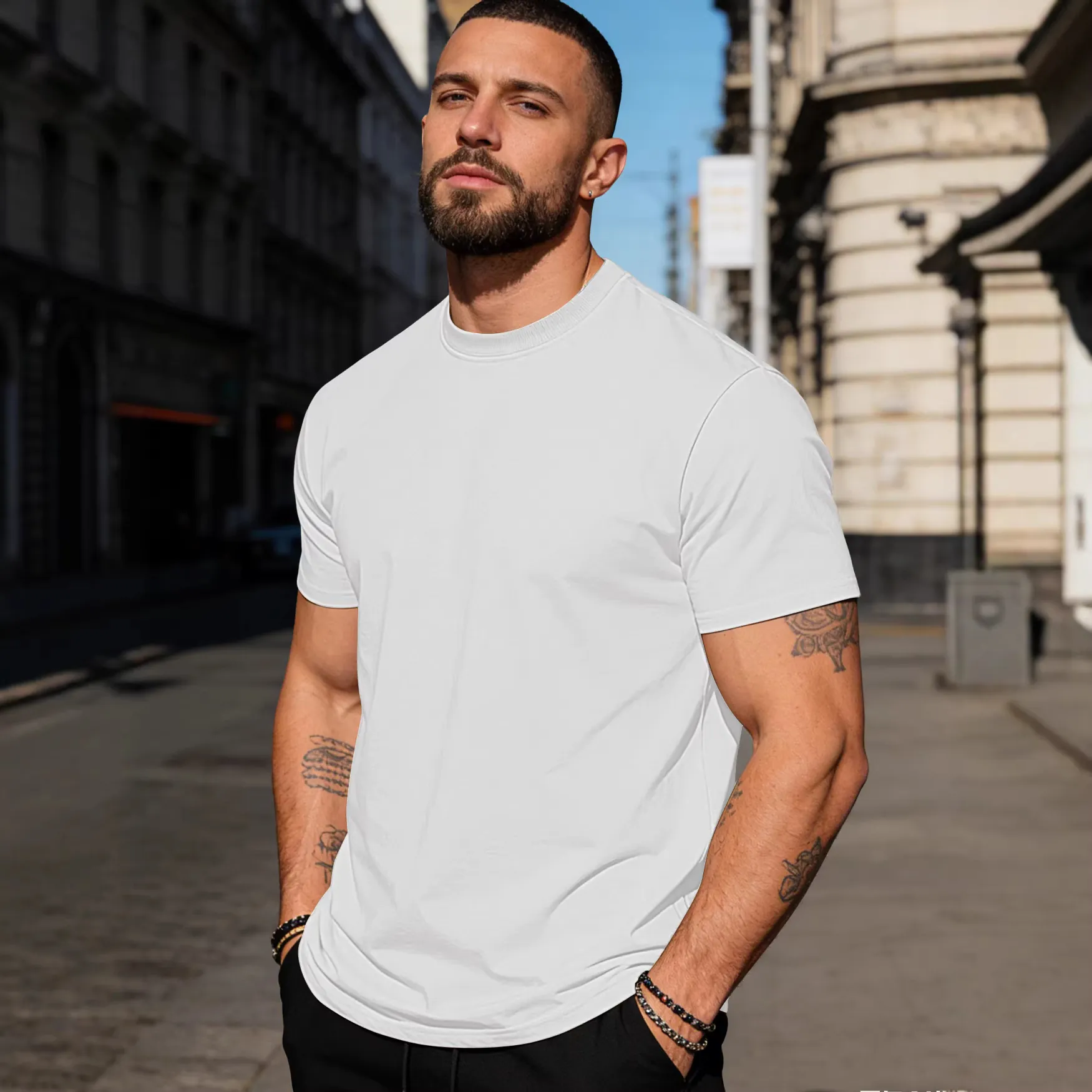 Men's Casual Pure Cotton Solid Color Crew Neck T-Shirt Summer Short Sleeve Loose Fit Basic Minimalist Sport Top