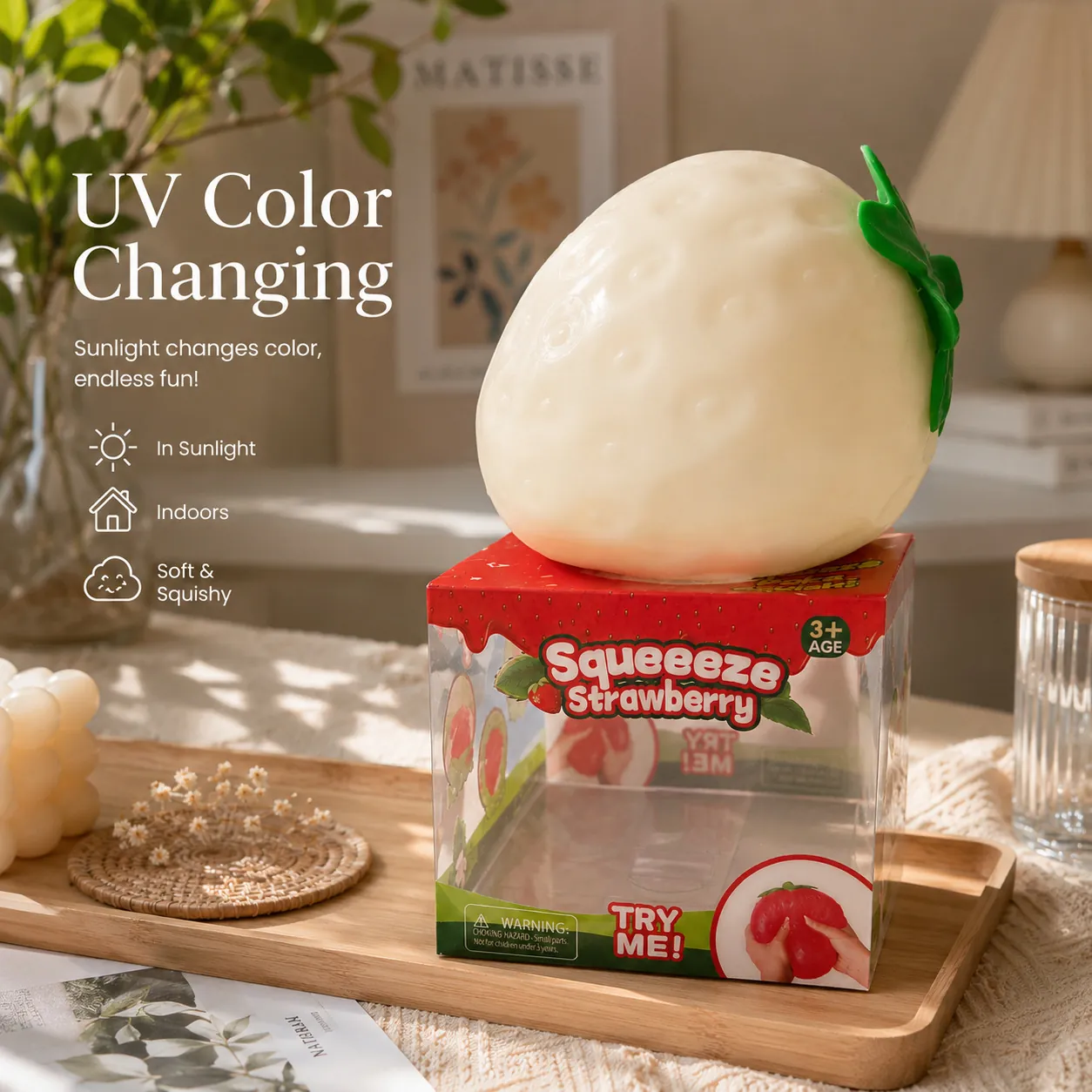 Jumbo Strawberry Squishy Photochromic Color Changing Stress Relief Toy Slow Rebound Soft Squeeze Sensory Toy For Kids Adults