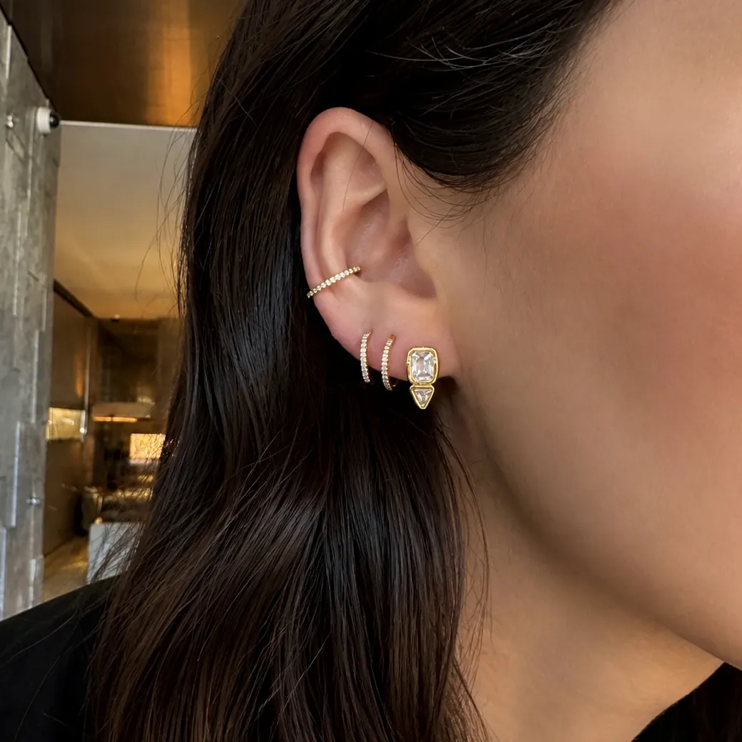 Original Edelstahl Zirkonia Schmetterling Ohrstecker Mode Geometrisch Gehämmerte Vergoldete Ohrringe Für Damen Schmuck Geschenk
