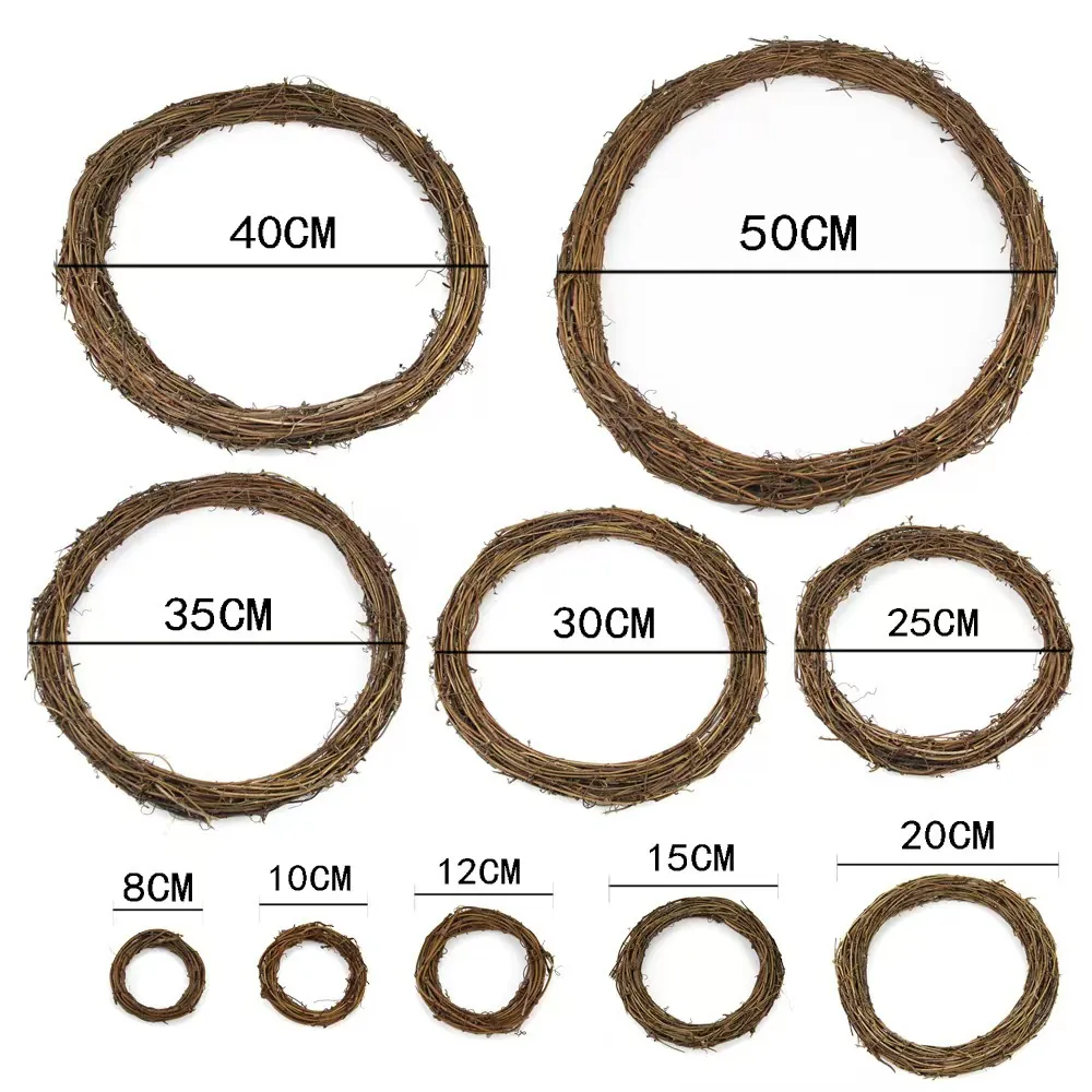 Natural Woven Vine Wreath Base Rustic Brown Dried Twig Ring For DIY Christmas Decoration Wedding Home Wall Hanging Crafts