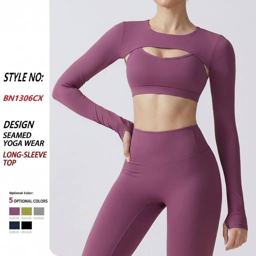 Women Long Sleeve Yoga Shrug Top Brushed Nylon Spandex Sports Bolero With Thumbholes Hollow Out Gym Running Activewear Top