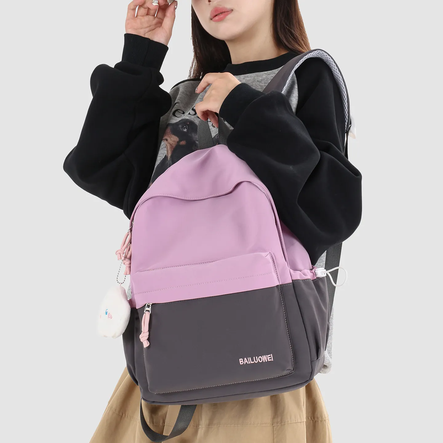 Zaino Scolastico in Nylon Casual per Adolescenti Leggero Impermeabile Borsa da Viaggio