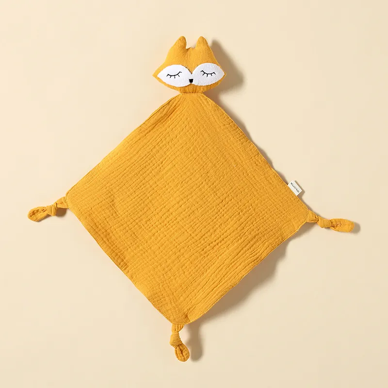 Baby Muslin Cotton Security Blanket Cute Fox Lovey Soothing Comforter Soft Gauze Animal Stuffed Sleep Toy For Newborn Toddler