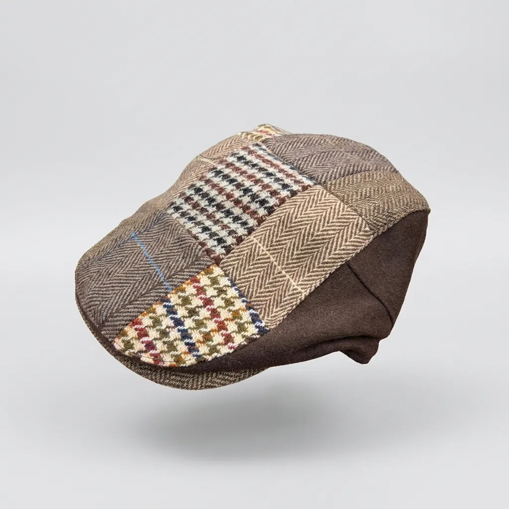 Vintage Britischer Stil Patchwork Schiebermütze Für Herren Damen Verstellbare Wollmischung Fischgrätenmuster Karo Baskenmütze Retro Malermütze