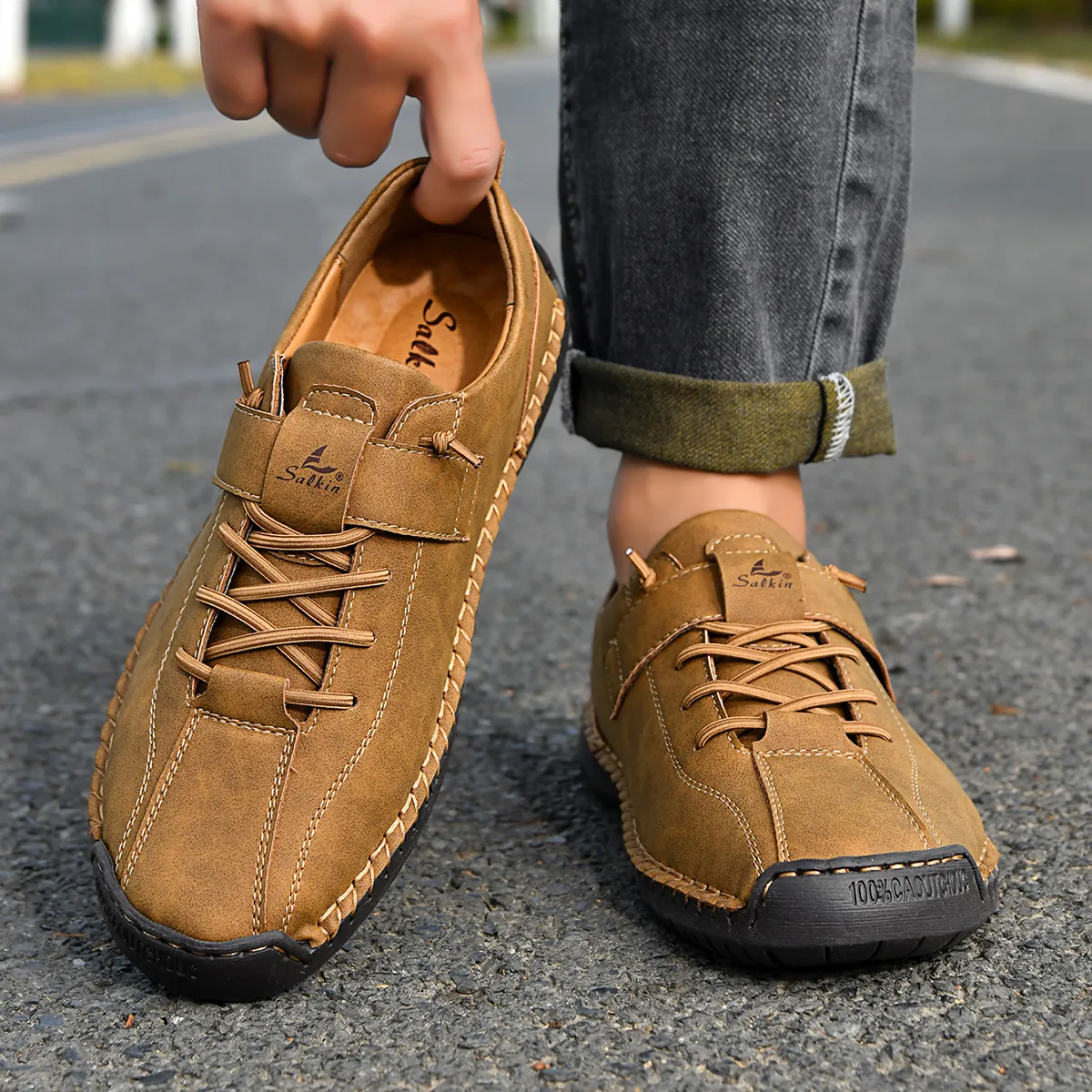 Bottines Décontractées en Lin pour Hommes avec Semelle en Caoutchouc Antidérapante Chaussures de Marche Outdoor Style British Martin Boots Hommes
