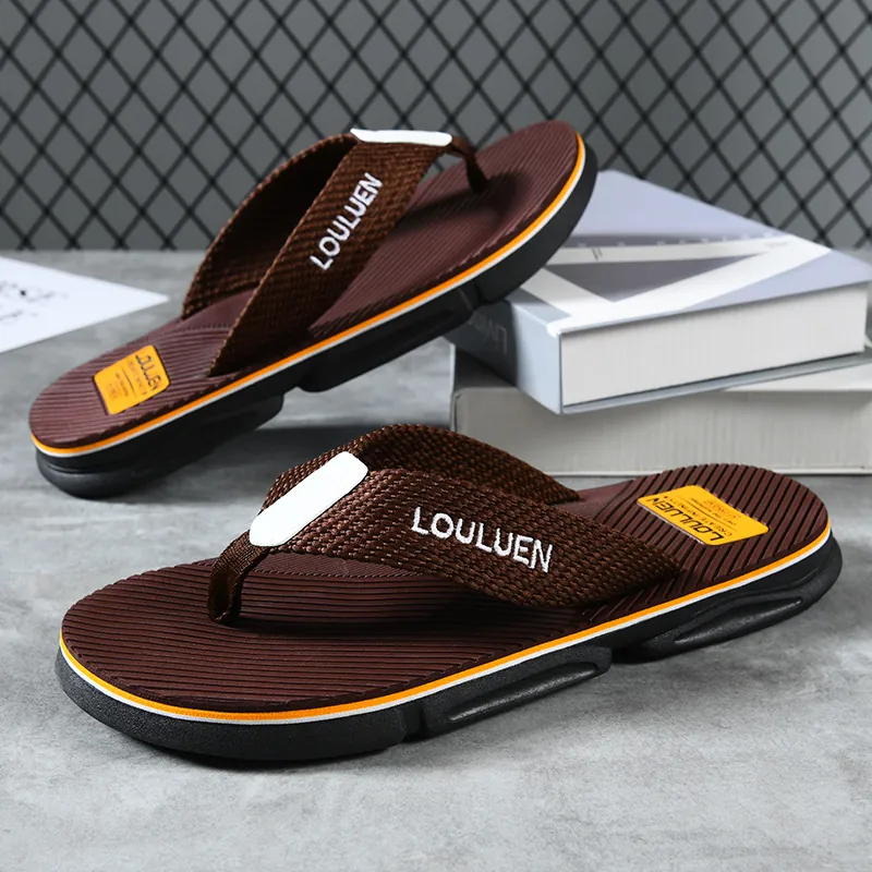Herren Flip-Flops Sommer Dicke Sohle Rutschfeste Sandalen Strand Freizeitschuhe Baumwollgewebe Webbänder Bequeme Outdoor-Kleidung