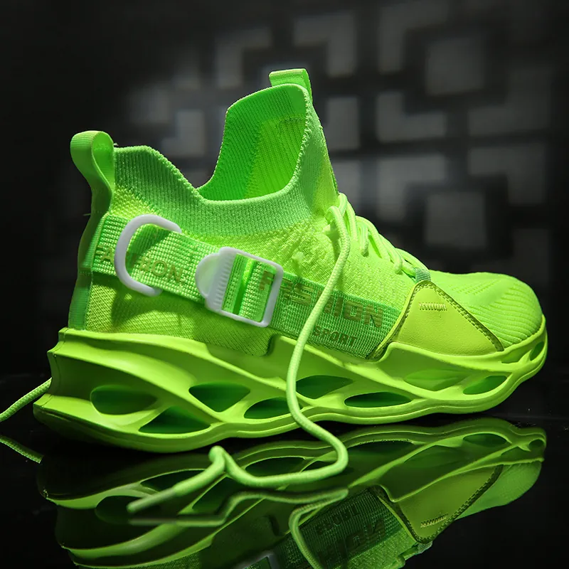 Men's Summer Lightweight Breathable Mesh Sneakers Hollow Blade Sole Casual Sport Running Shoes Fashion Large Size Unisex Walking Shoes