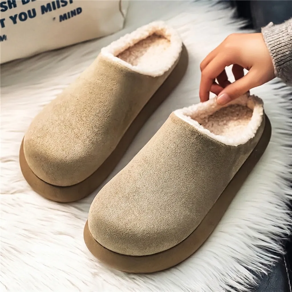 Men Luxury Designer Style Half-Drag Cotton Shoes Fleece Lined Warm Mules Birkenstock Style Slip-On Microfiber Suede Loafers