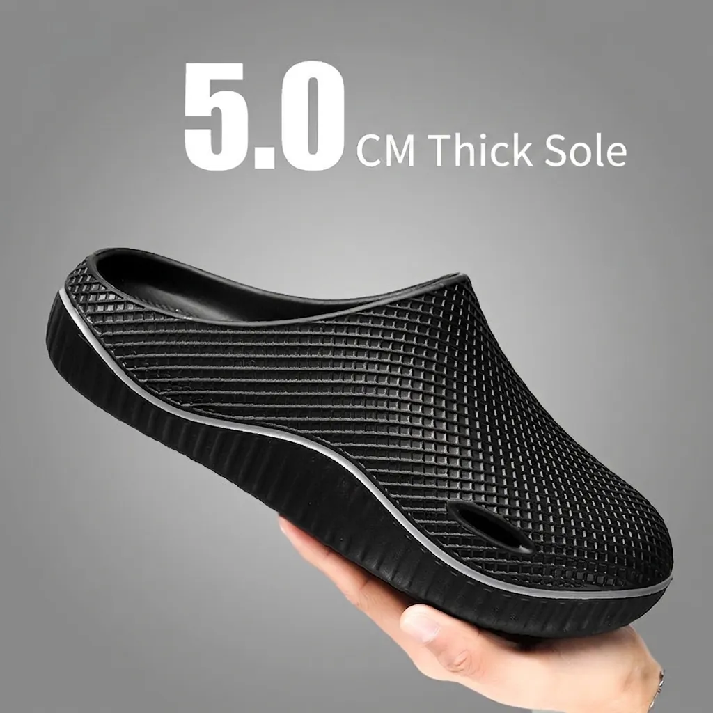 Men's Thick Sole Closed Toe Slippers EVA Waterproof Slip Resistant Chef Shoes Casual Summer Outdoor Slides Comfort Sandals