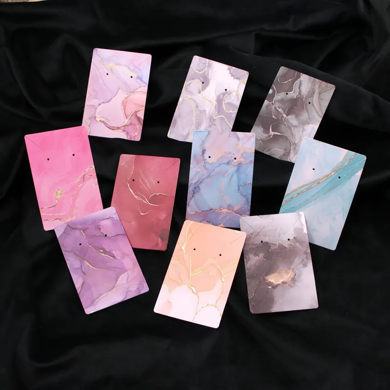 Luxury Gold Foil Marble Pattern Jewelry Display Cards For Earrings Necklaces Thick Coated Paper Display Cards Jewelry Packaging