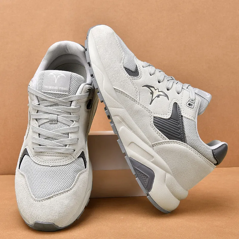Men's Breathable Mesh Sneakers With Hidden Height Increasing Insole Lightweight Soft Sole Casual Running Shoes For Autumn Winter