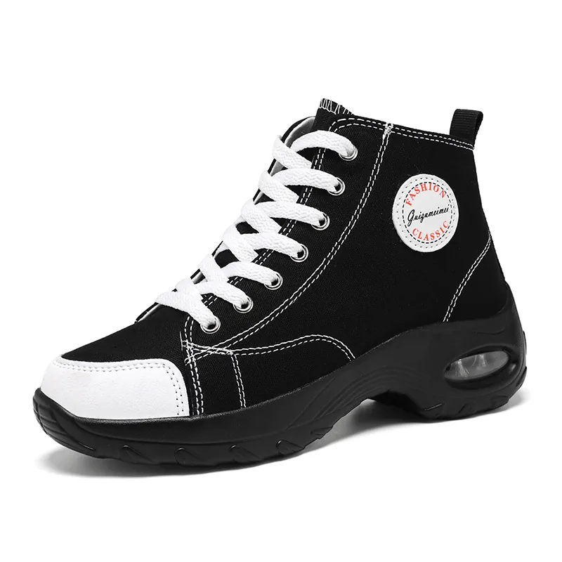 Sneaker in Tela Alta da Donna con Cuscino d'Aria Platform Scarpe Casual Traspiranti Sneaker alla Moda Tinta Unita per Camminata Quotidiana