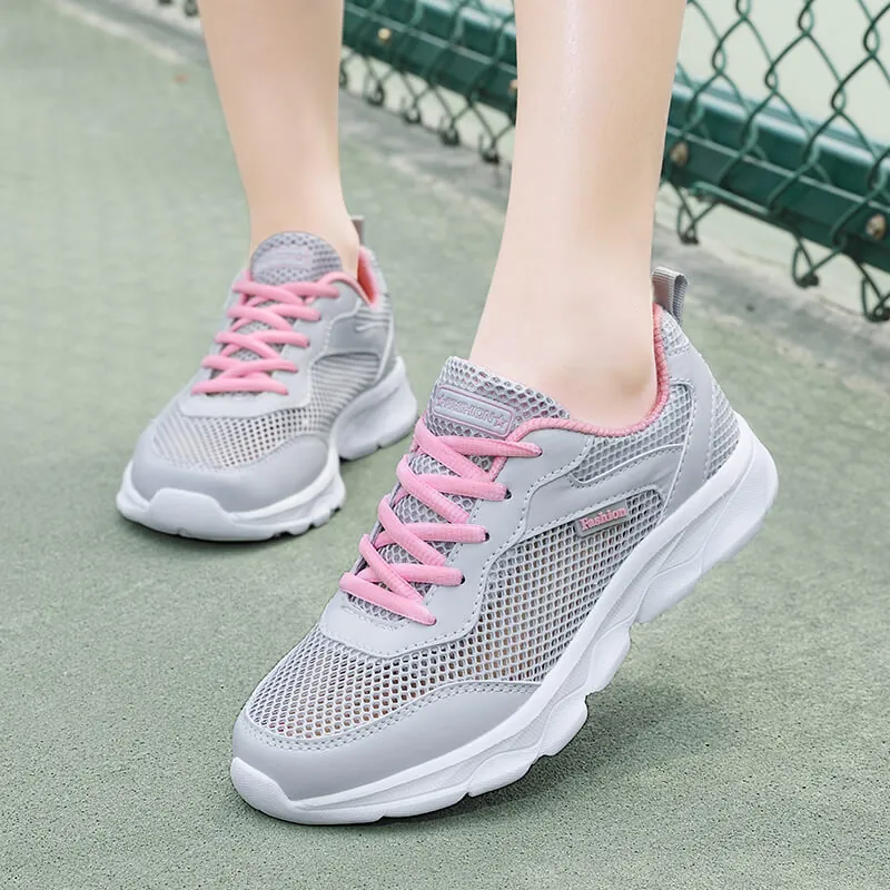 Scarpe Casual da Donna Estive Traspiranti a Rete Ampia Stile Coreano Stringate Traforate Sneakers Leggere Comode da Camminata