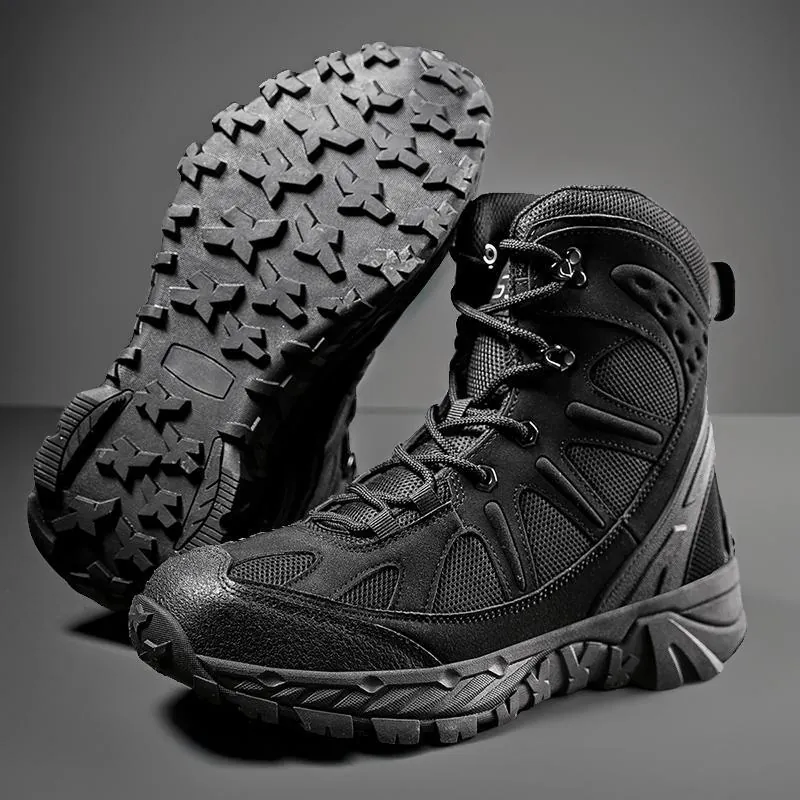 Men Tactical Boots High-Top Outdoor Hiking Shoes Breathable Combat Desert Work Boots Military Training Footwear Anti-Slip