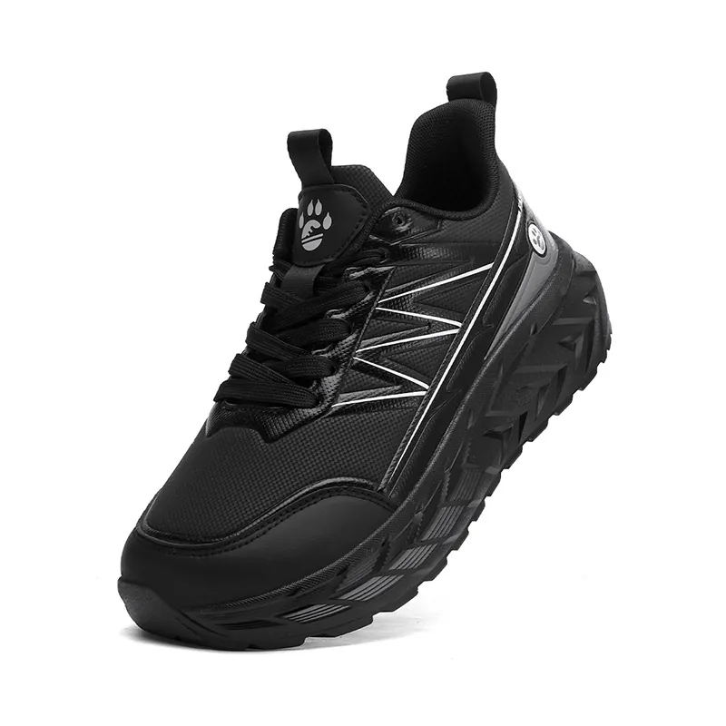Men Casual Safety Shoes Synthetic Leather Mesh Lightweight Breathable Anti Slip Anti Puncture Construction Work Shoes Platform Flat Sneaker