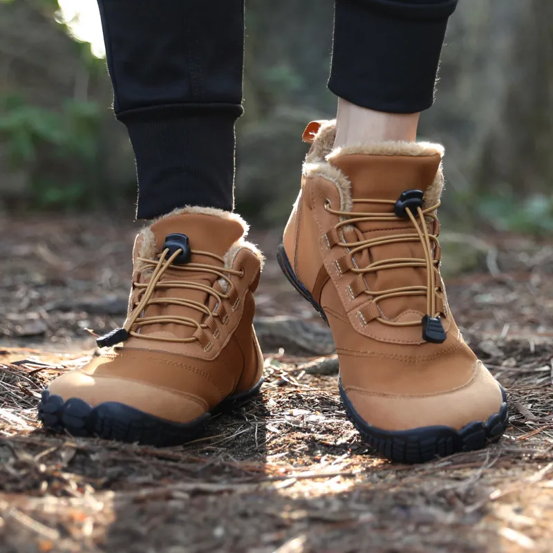 Botas de Pies Descalzos de Invierno para Hombre y Mujer Cálido Forro de Piel Sintética Botas de Nieve Impermeable Antideslizante Zapatos