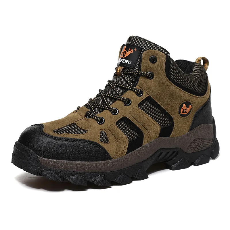Men's Outdoor Hiking Shoes Warm Fleece Lined Trekking Boots Anti-Slip Rubber Sole High Top Walking Sneakers For Climbing