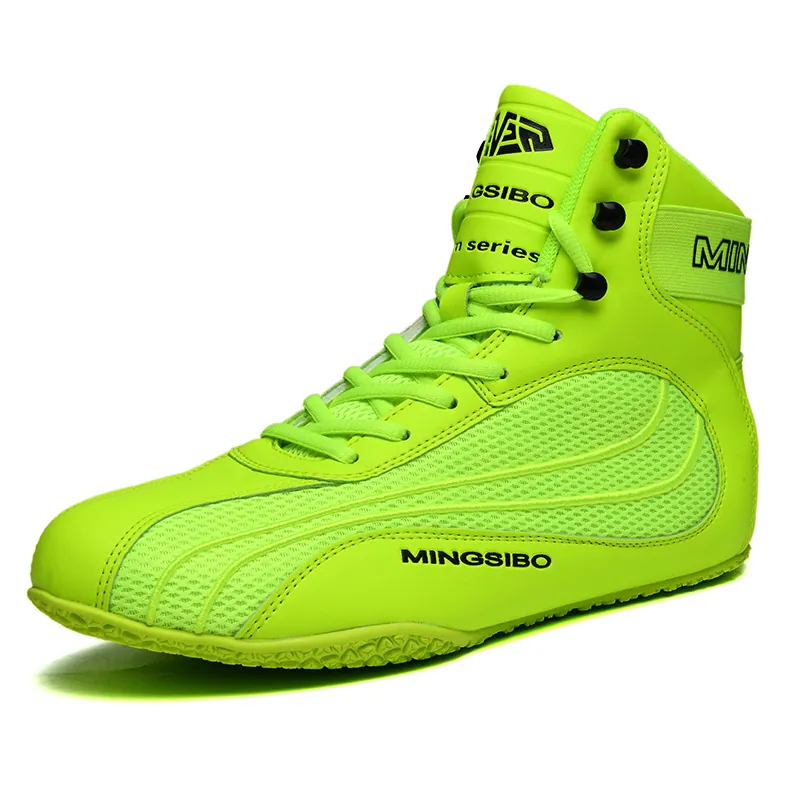 Professionelle High Top Boxschuhe Herren Damen Ringerstiefel Atmungsaktives Mikrofaser Leder Netzgewebe Trainingsschuhe Kampfsport Gewichtheberschuhe