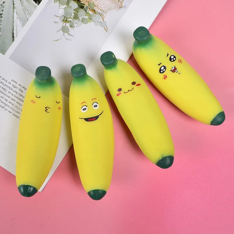 Banana Squishy Stress Relief Toy Simulation Fruit Vegetable TPR Squeeze Sensory Toy For Kids Adults Office Decompression Gift