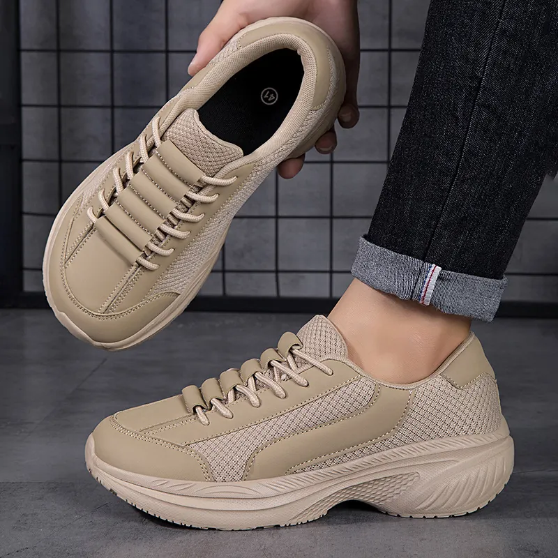 Breathable Mesh Synthetic Leather Chunky Sneakers For Women Men Casual Thick Sole Daddy Shoes Spring Summer Sports Shoes