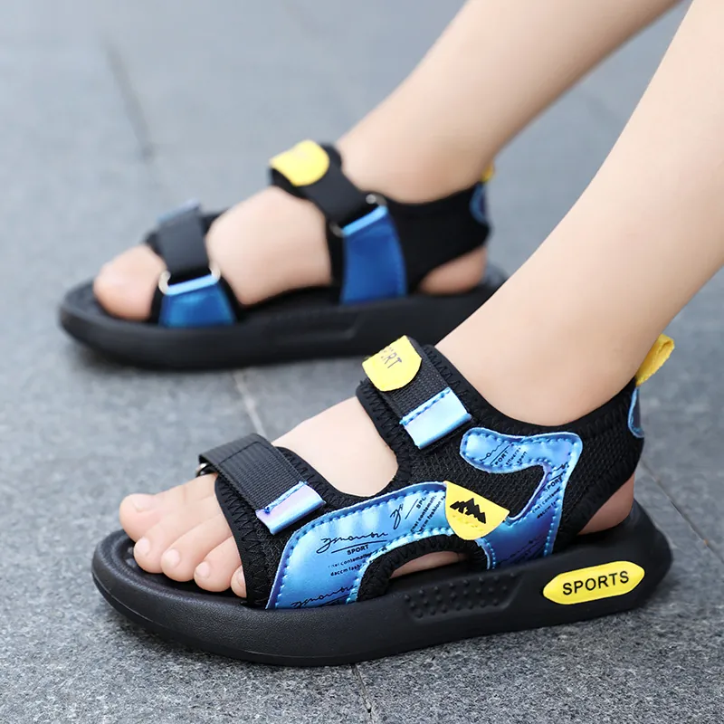 Boys Sports Sandals 2025 Summer New Kids Breathable Mesh Beach Shoes Anti-Slip Soft Sole Casual Outdoor Sandals For Boys