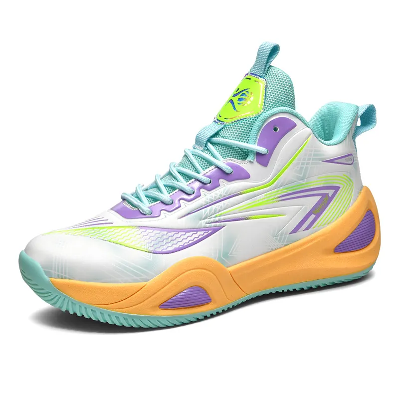 Trendy Mismatched Basketball Shoes For Men Women PU Leather Breathable Non-Slip Athletic Training Sneakers Outdoor Sports Shoes