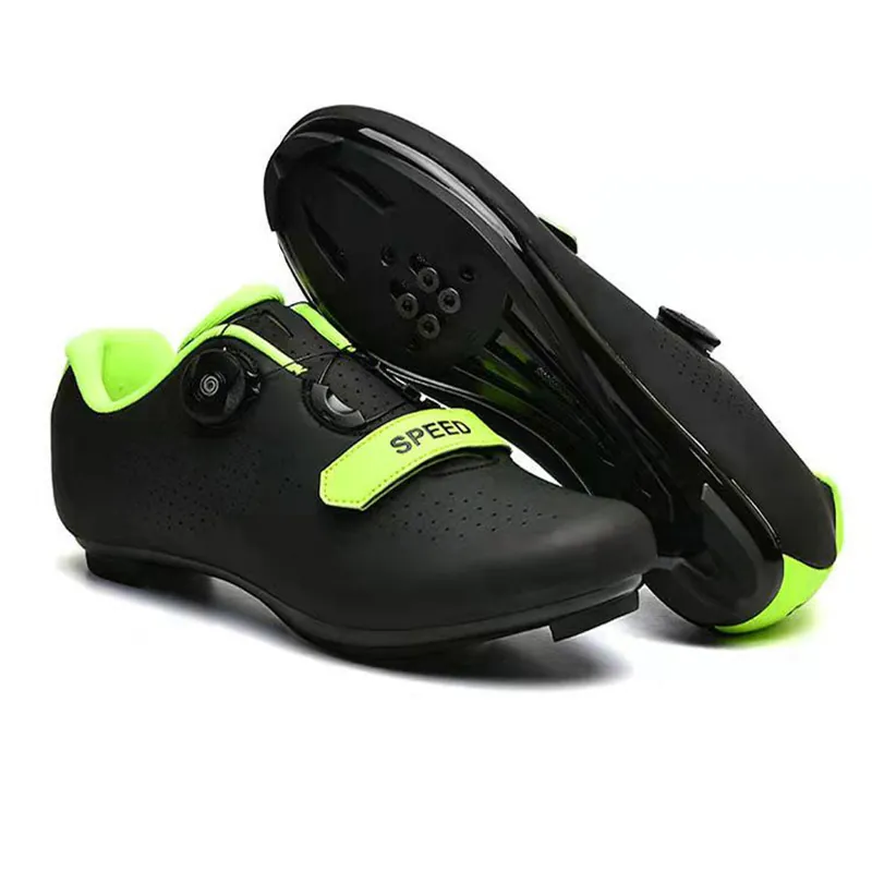 Zapatos de Ciclismo Profesionales Para Hombres Mujeres Zapatos de Bicicleta de Carretera y Montaña Con Hebilla Giratoria de Cuero Sintético Transpirable