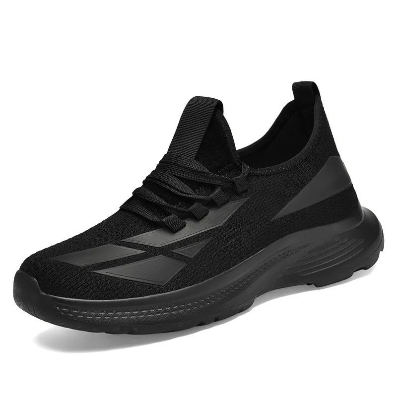 Herren Höhenvergrößerung Atmungsaktive Laufschuhe Leichtgewichtig Mesh Obermaterial Dicke Sohle Sneakers Casual Sportschuhe Schwarz